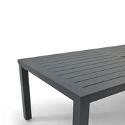 Prescott 42x84 Inch Rectangle Aluminum Slat Black Post Leg Dining Table - The Great Escape