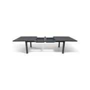 44x90-128 Inch Extension Rectangle Aluminum Slat Black Post Leg Dining Table - The Great Escape