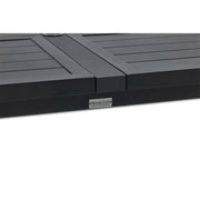44x90-128 Inch Extension Rectangle Aluminum Slat Black Post Leg Dining Table - The Great Escape