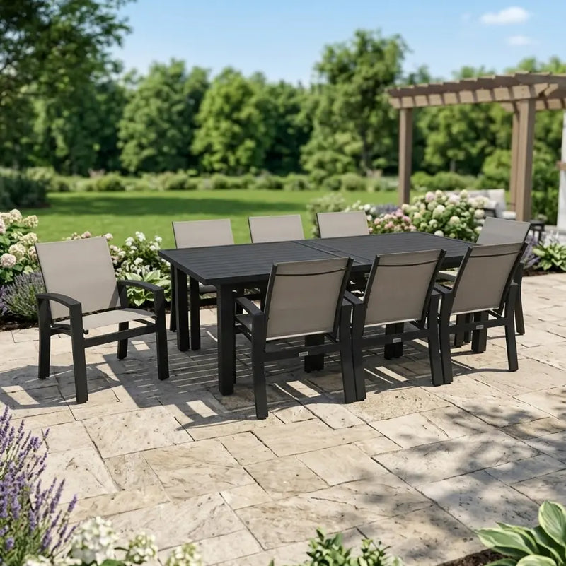 Prescott 9 Piece Black Dining Group - The Great Escape