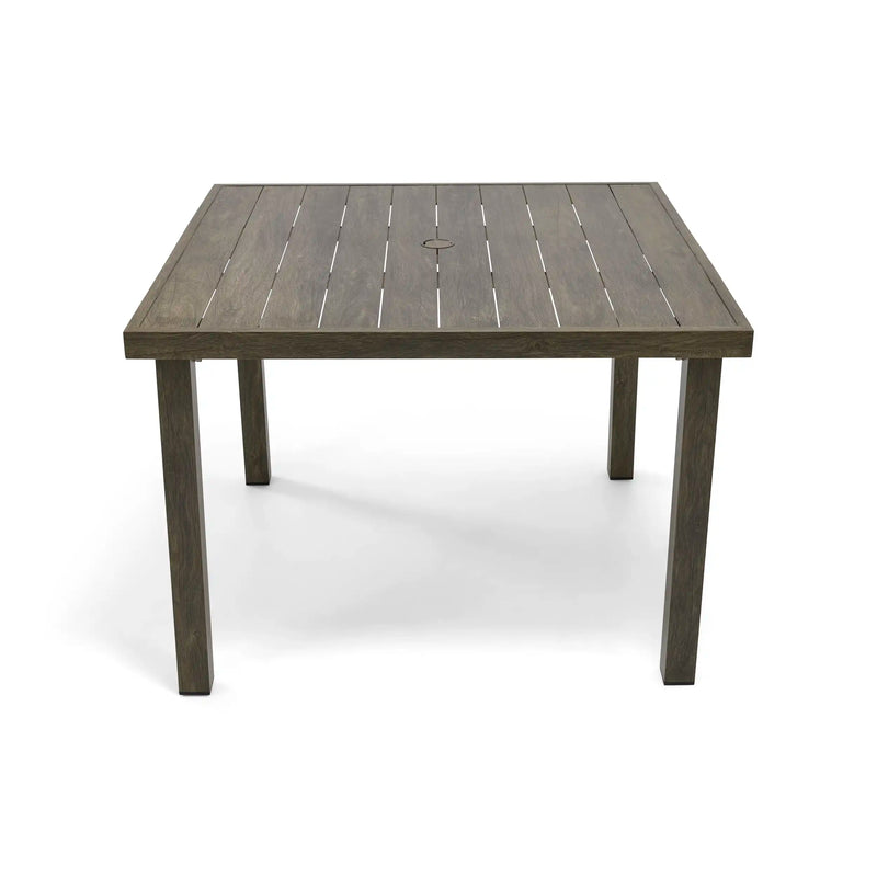 42 Inch Square Aluminum Slat Dining Table - The Great Escape
