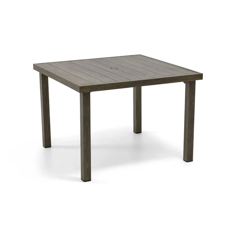 42 Inch Square Aluminum Slat Dining Table - The Great Escape