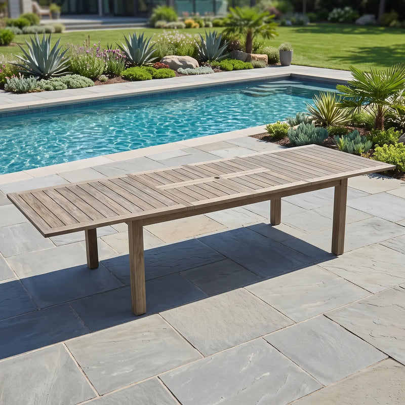 44x90-136 Inch Rectangle Aluminum Slat Extension Table - The Great Escape