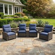 Ellis Reclining 3 Piece Loveseat Group Indigo Acrylic - The Great Escape