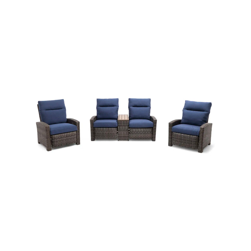Ellis Reclining 3 Piece Loveseat Group Indigo Acrylic - The Great Escape