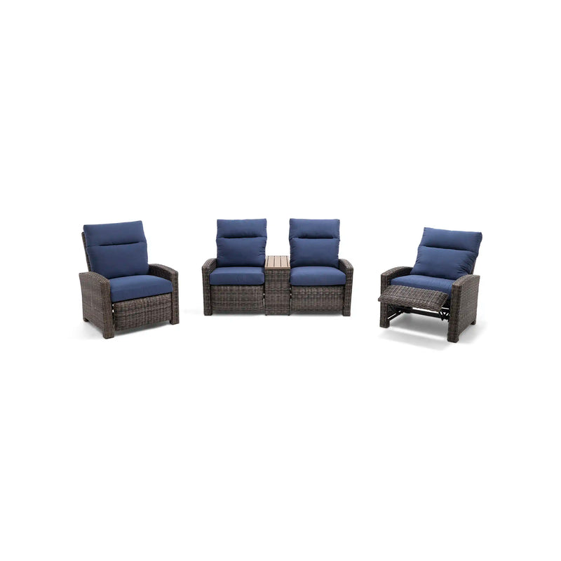 Ellis Reclining 3 Piece Loveseat Group Indigo Acrylic - The Great Escape