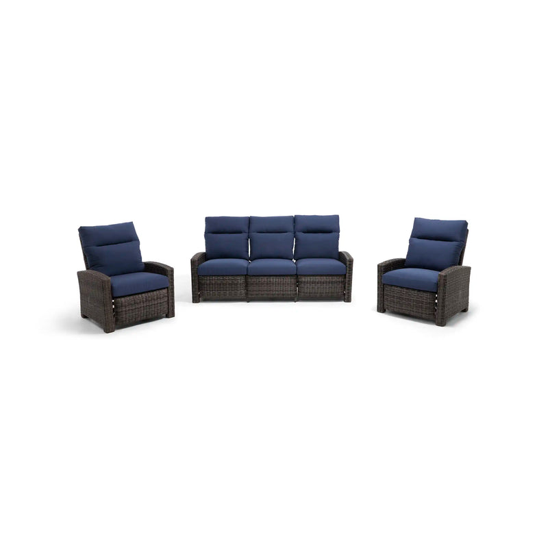 Ellis Reclining 3 Piece Sofa Group Indigo Acrylic - The Great Escape