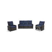 Ellis Reclining 3 Piece Sofa Group Indigo Acrylic - The Great Escape