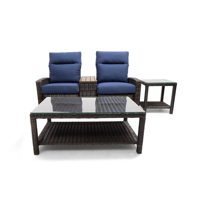 Ellis Reclining 5 Piece Loveseat Chat Group Indigo Acrylic - The Great Escape