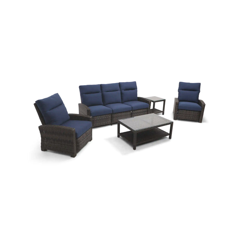 Ellis Reclining 5 Piece Sofa Chat Group Indigo Acrylic - The Great Escape