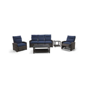 Ellis Reclining 5 Piece Sofa Chat Group Indigo Acrylic - The Great Escape