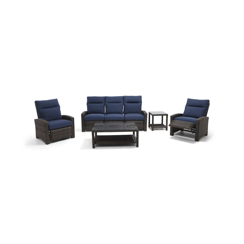 Ellis Reclining 5 Piece Sofa Chat Group Indigo Acrylic - The Great Escape