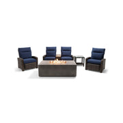 Ellis Reclining 5 Piece Loveseat Firepit/Chat Group Indigo Acrylic - The Great Escape