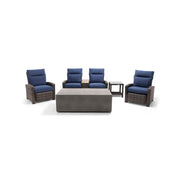 Ellis Reclining 5 Piece Loveseat Firepit/Chat Group Indigo Acrylic - The Great Escape