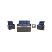 Ellis Reclining 5 Piece Sofa Firepit/Chat Group Indigo Acrylic - The Great Escape
