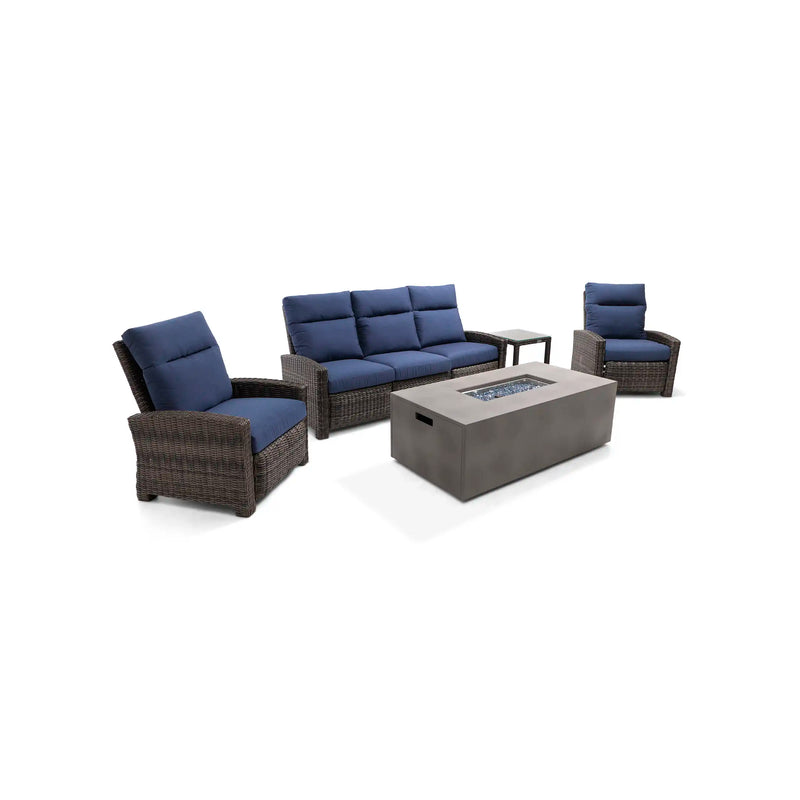 Ellis Reclining 5 Piece Sofa Firepit/Chat Group Indigo Acrylic - The Great Escape