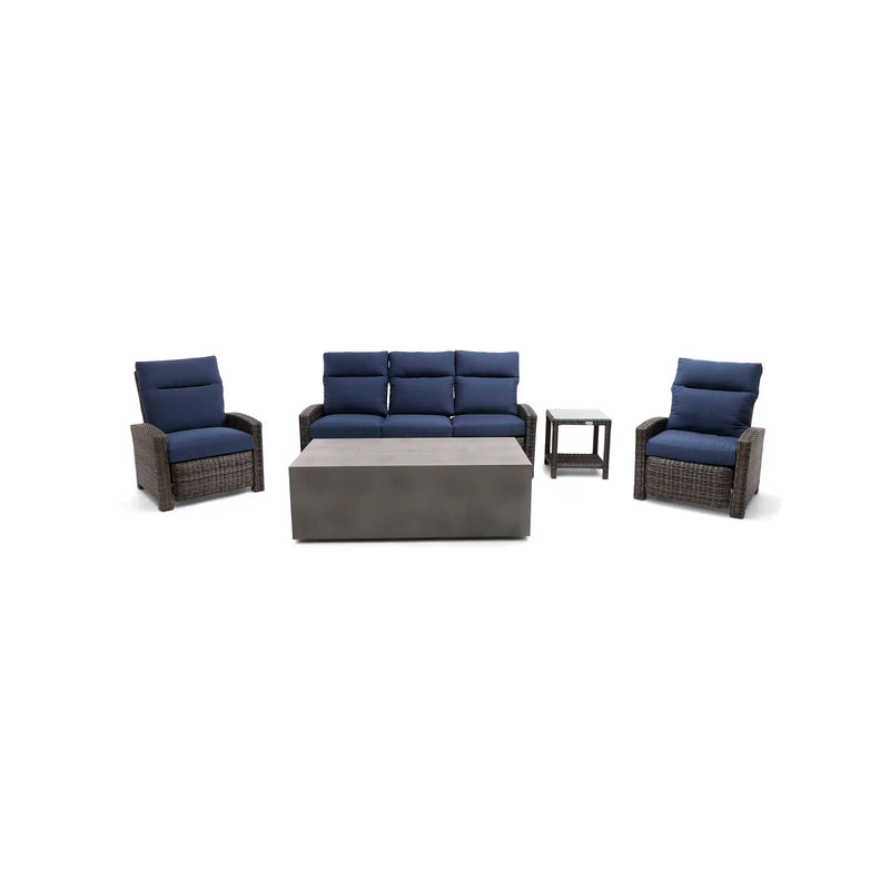 Ellis Reclining 5 Piece Sofa Firepit/Chat Group Indigo Acrylic - The Great Escape