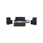 Ellis Reclining 5 Piece Sofa Firepit/Chat Group Indigo Acrylic - The Great Escape