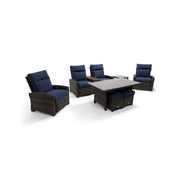Ellis Reclining 7 Piece Loveseat Conversation Group Indigo Acrylic - The Great Escape