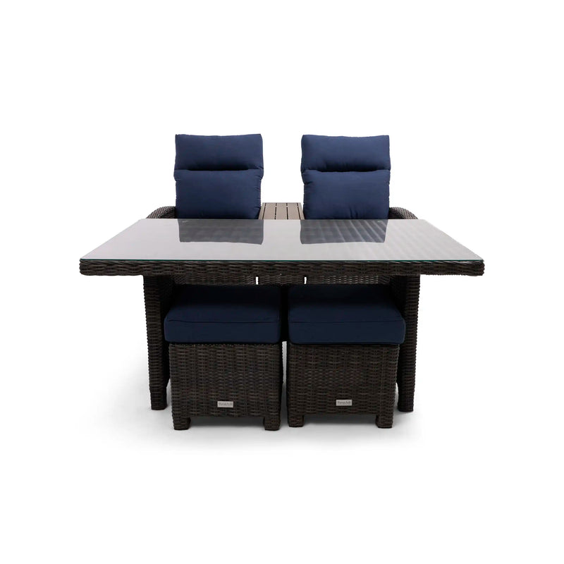 Ellis Reclining 7 Piece Loveseat Conversation Group Indigo Acrylic - The Great Escape
