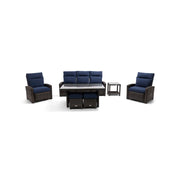 Ellis Reclining 7 Piece Sofa Conversation Group Indigo Acrylic - The Great Escape
