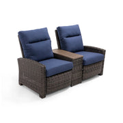Ellis Reclining High Back Loveseat With Console Indigo Acrylic - The Great Escape