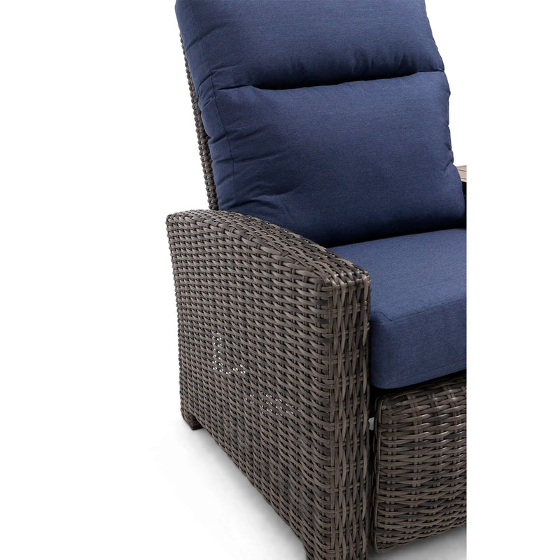 Ellis Reclining High Back Loveseat With Console Indigo Acrylic - The Great Escape