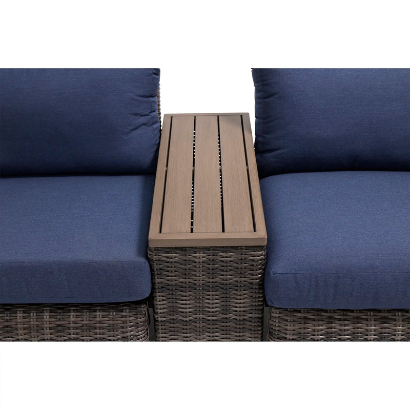 Ellis Reclining High Back Loveseat With Console Indigo Acrylic - The Great Escape