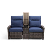 Ellis Reclining High Back Loveseat With Console Indigo Acrylic - The Great Escape