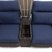 Ellis Reclining High Back Loveseat With Console Indigo Acrylic - The Great Escape