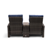 Ellis Reclining High Back Loveseat With Console Indigo Acrylic - The Great Escape