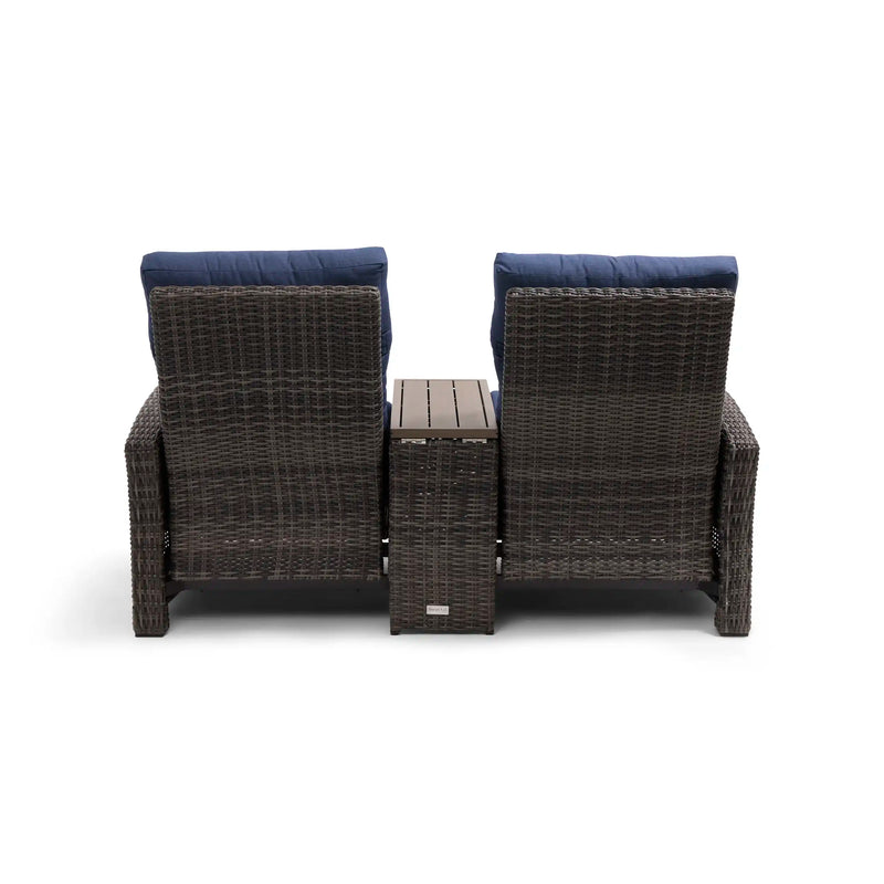 Ellis Reclining High Back Loveseat With Console Indigo Acrylic - The Great Escape