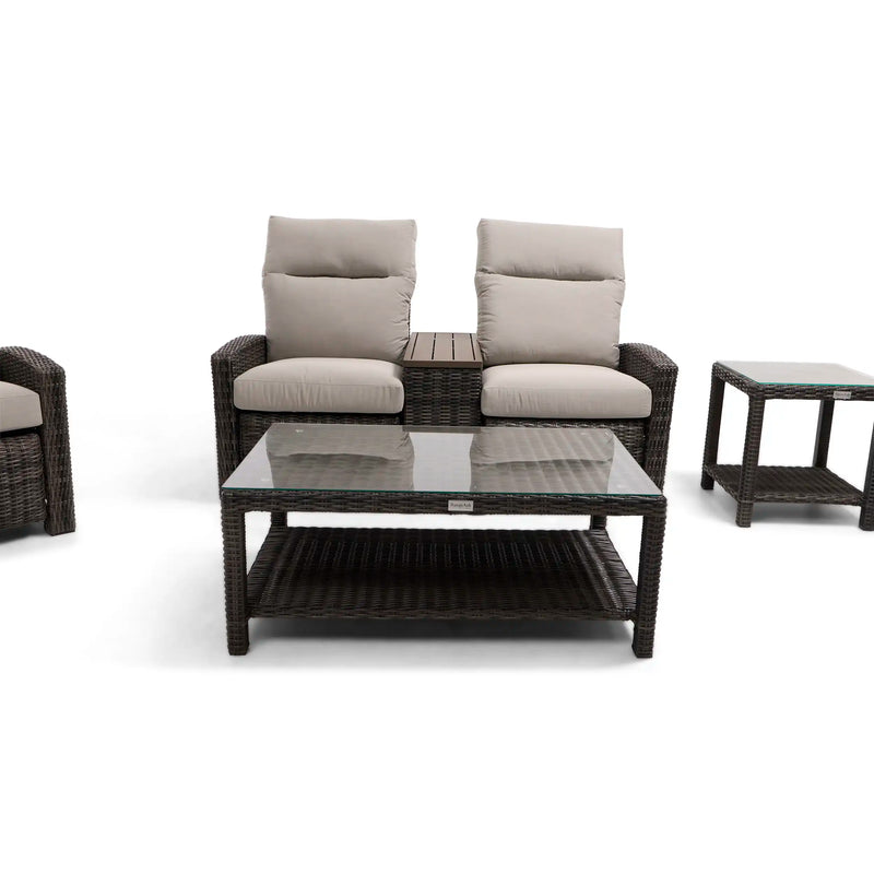 Ellis Reclining 5 Piece Loveseat Chat Group Dove Acrylic - The Great Escape