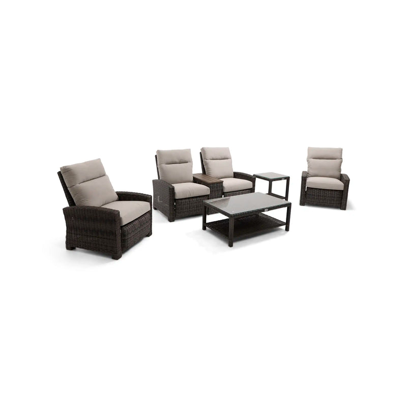 Ellis Reclining 5 Piece Loveseat Chat Group Dove Acrylic - The Great Escape