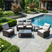 Ellis Reclining 5 Piece Loveseat Chat Group Dove Acrylic - The Great Escape