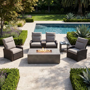 Ellis Reclining 5 Piece Loveseat Firepit/Chat Group Dove Acrylic - The Great Escape