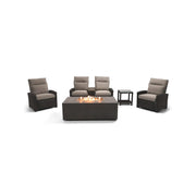 Ellis Reclining 5 Piece Loveseat Firepit/Chat Group Dove Acrylic - The Great Escape