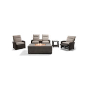Ellis Reclining 5 Piece Loveseat Firepit/Chat Group Dove Acrylic - The Great Escape