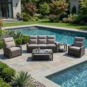 Ellis Reclining 5 Piece Sofa Chat Group Dove Acrylic - The Great Escape