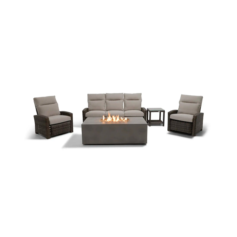 Ellis Reclining 5 Piece Sofa Firepit/Chat Group Dove Acrylic - The Great Escape
