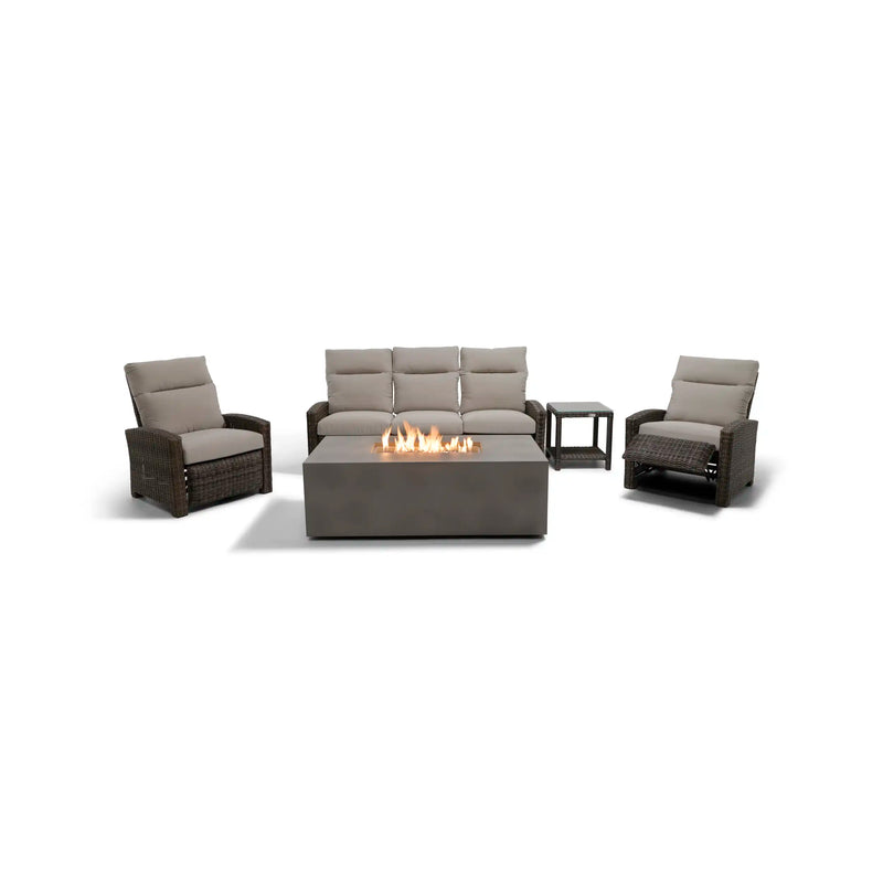 Ellis Reclining 5 Piece Sofa Firepit/Chat Group Dove Acrylic - The Great Escape