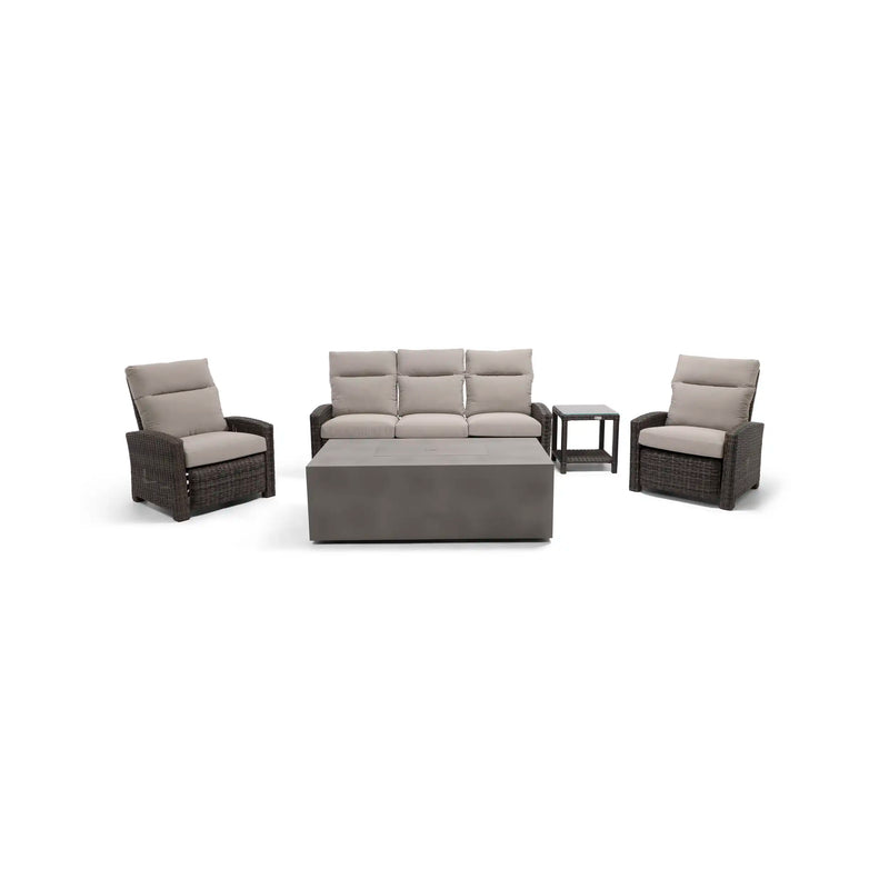 Ellis Reclining 5 Piece Sofa Firepit/Chat Group Dove Acrylic - The Great Escape