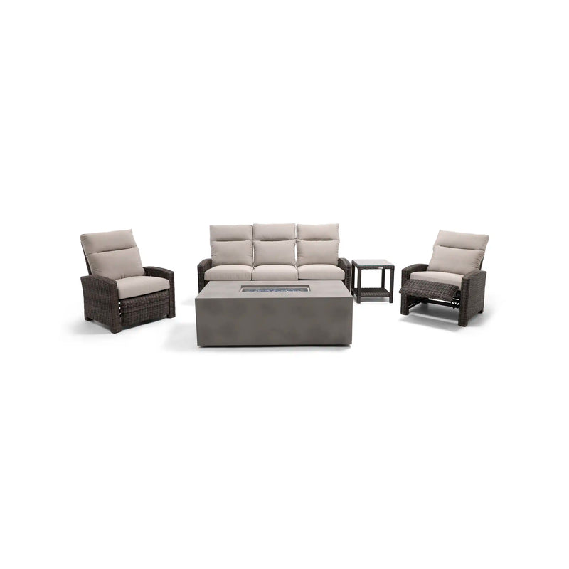 Ellis Reclining 5 Piece Sofa Firepit/Chat Group Dove Acrylic - The Great Escape