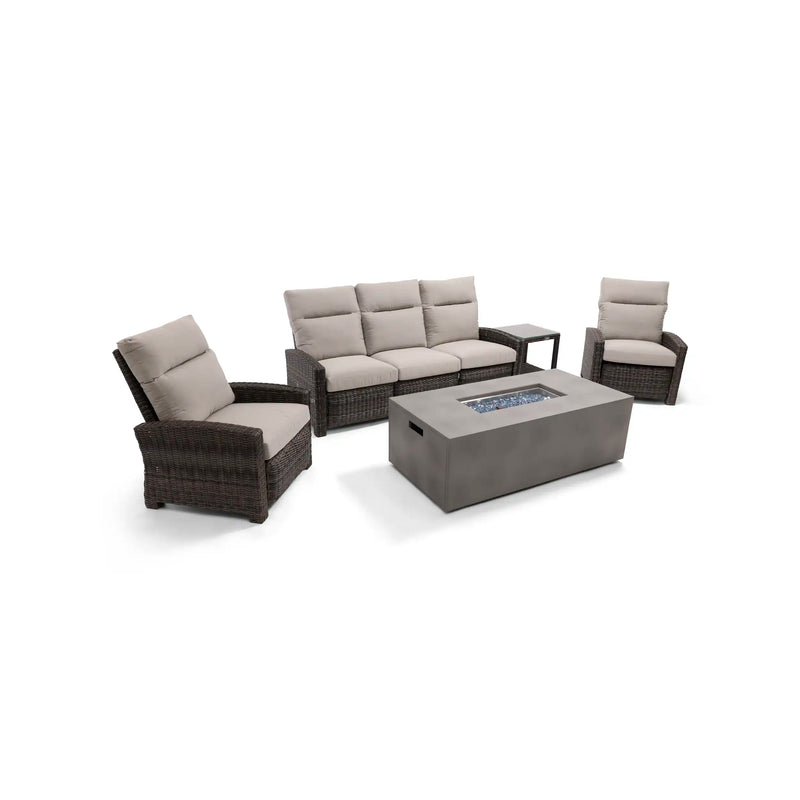 Ellis Reclining 5 Piece Sofa Firepit/Chat Group Dove Acrylic - The Great Escape