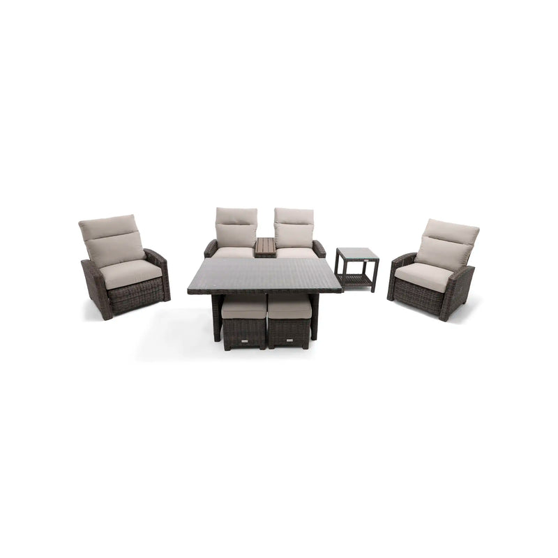 Ellis Reclining 7 Piece Loveseat Conversation Group Dove Acrylic - The Great Escape