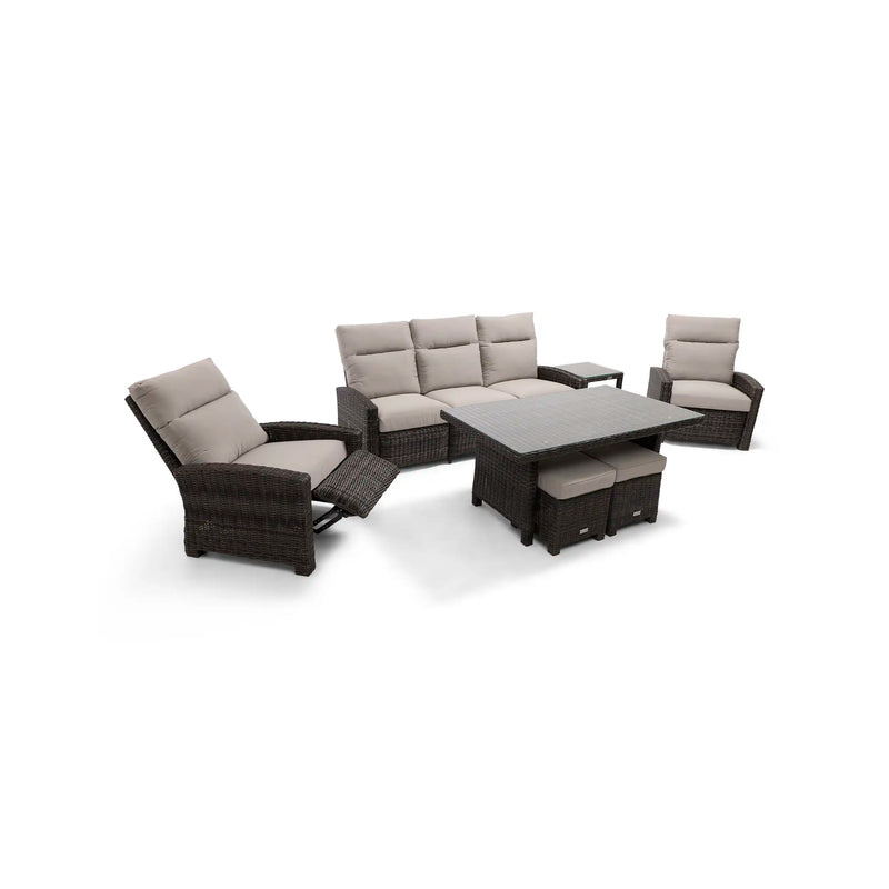 Ellis Reclining 7 Piece Sofa Conversation Group Dove Acrylic - The Great Escape