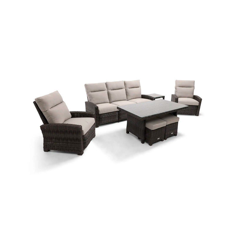 Ellis Reclining 7 Piece Sofa Conversation Group Dove Acrylic - The Great Escape