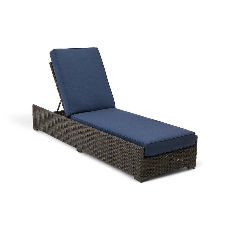 Ellis Silver Oak Woven Indigo Acrylic Chaise Lounge -  The Great Escape