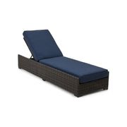 Ellis Silver Oak Woven Indigo Acrylic Chaise Lounge -  The Great Escape