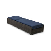Ellis Silver Oak Woven Indigo Acrylic Chaise Lounge -  The Great Escape